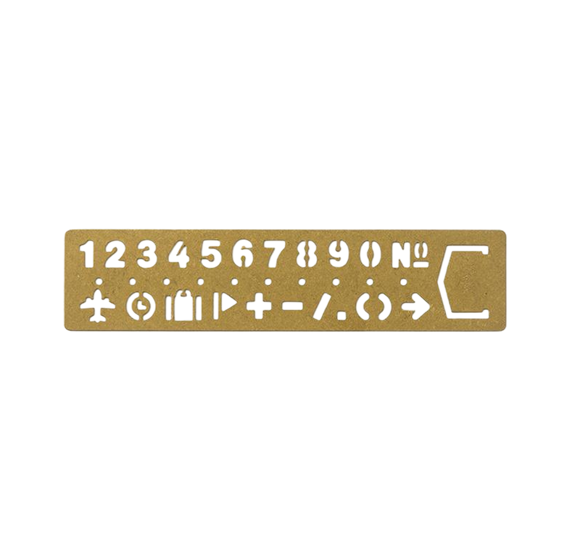 Traveler's Company Brass Template Bookmark Number - Gold