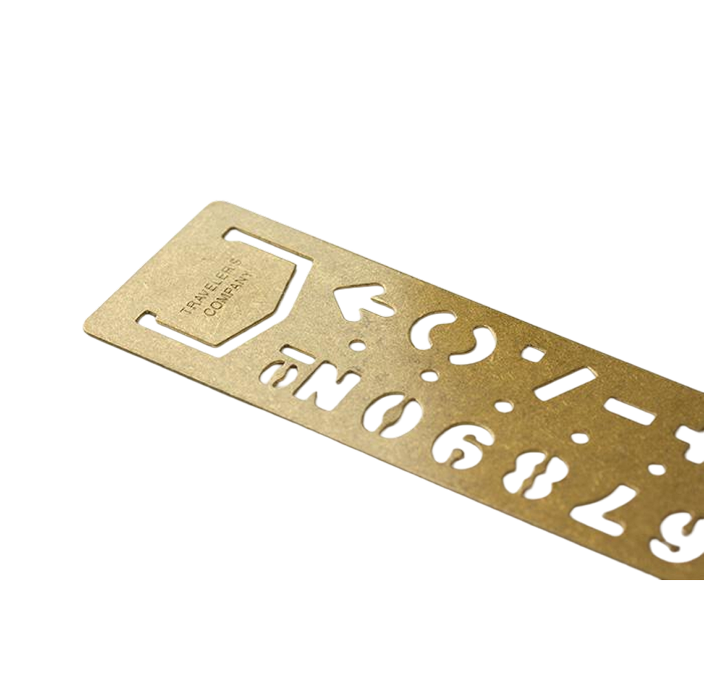 Traveler's Company Brass Template Bookmark Number - Gold