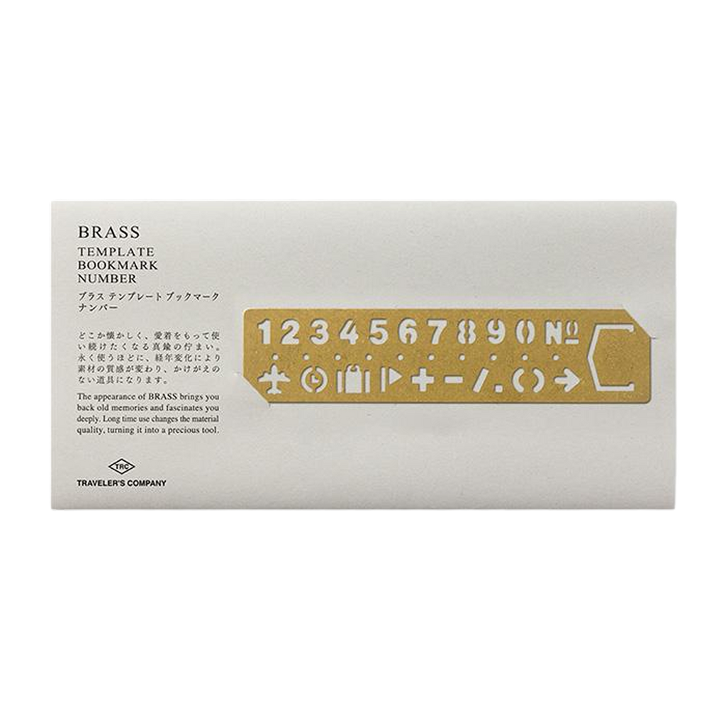 Traveler's Company Brass Template Bookmark Number - Gold
