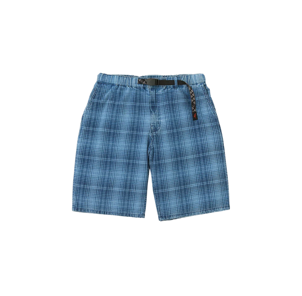 Lagoon Short Denim Plaid - Indigo Checkered Plaid