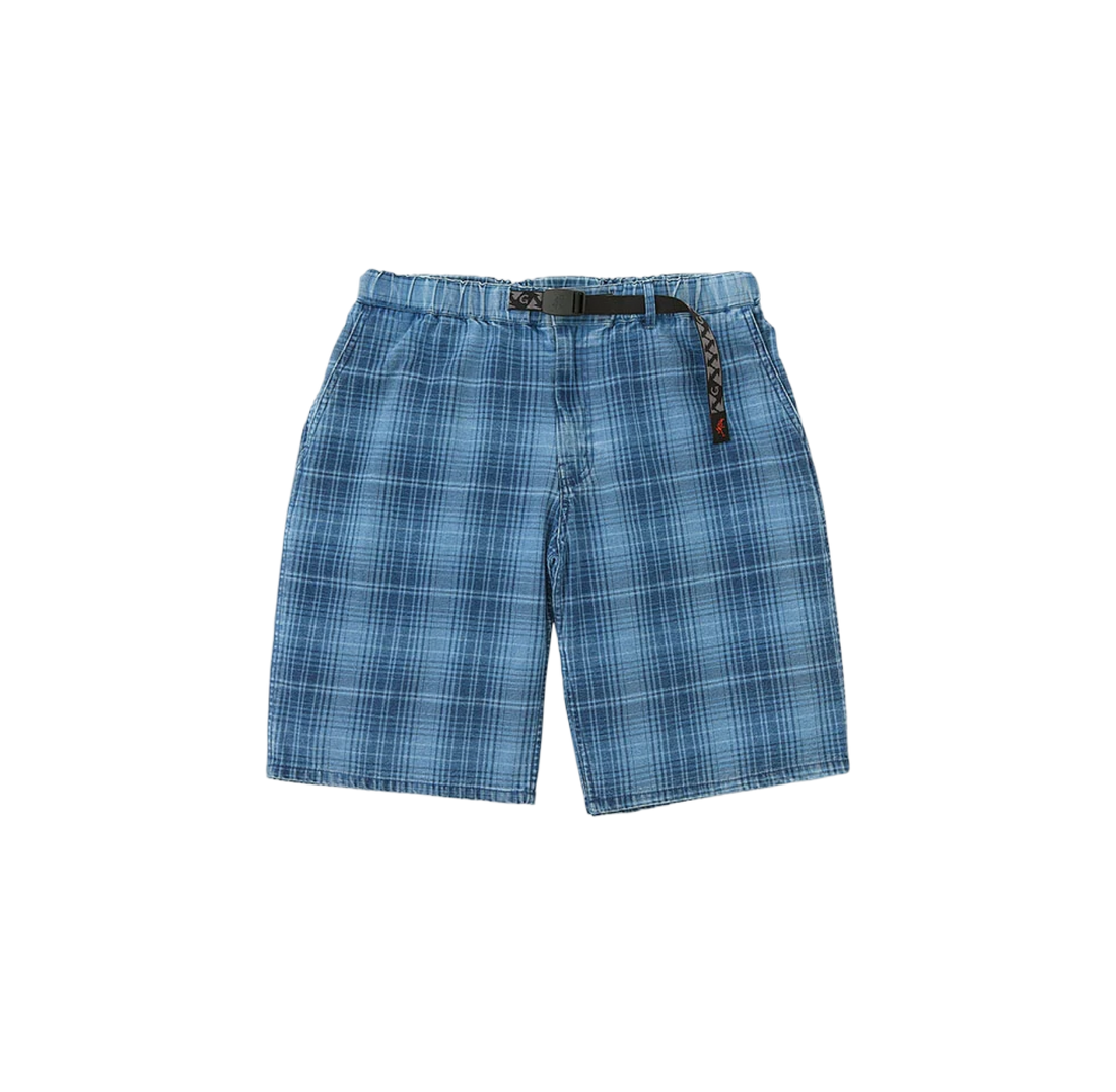 Lagoon Short Denim Plaid - Indigo Checkered Plaid