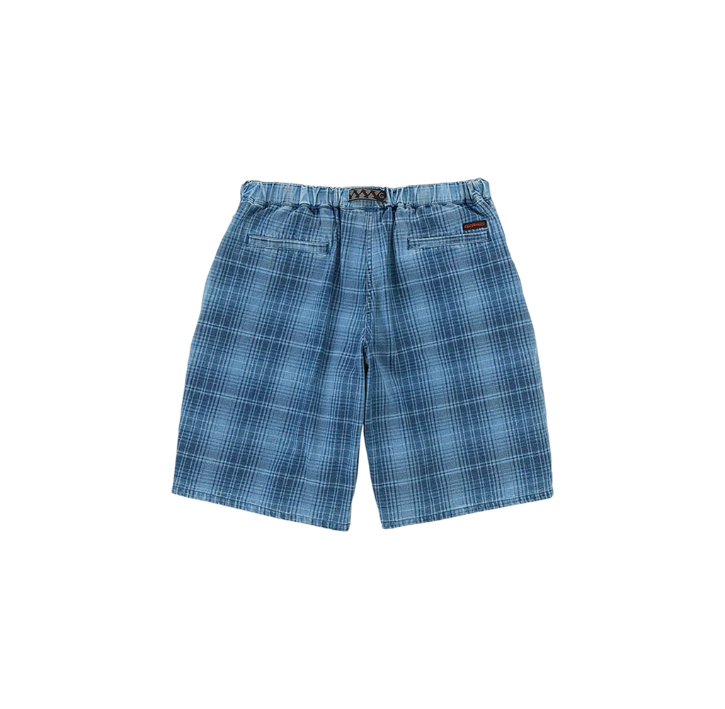 Lagoon Short Denim Plaid - Indigo Checkered Plaid