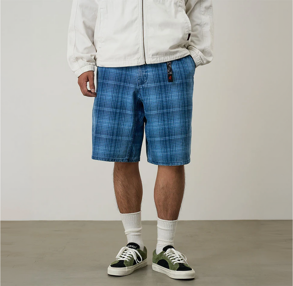 Lagoon Short Denim Plaid - Indigo Checkered Plaid