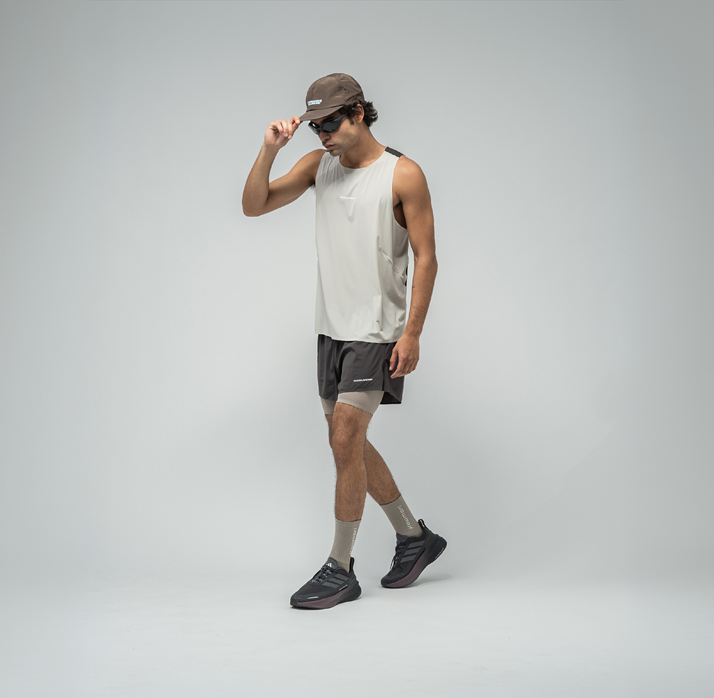 Men's Race Singlet - Silver Cloud/ After Dark