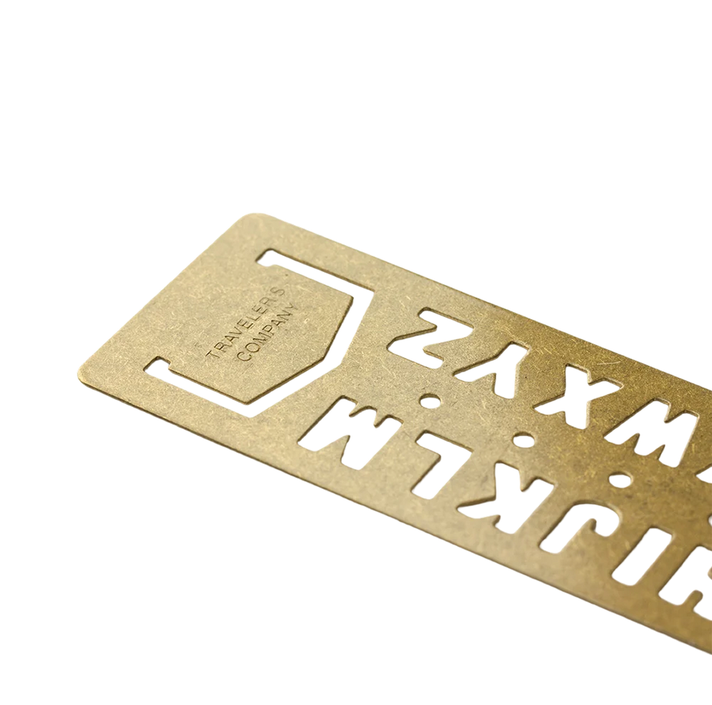 Traveler's Company Brass Template Bookmark Alphabet - Gold