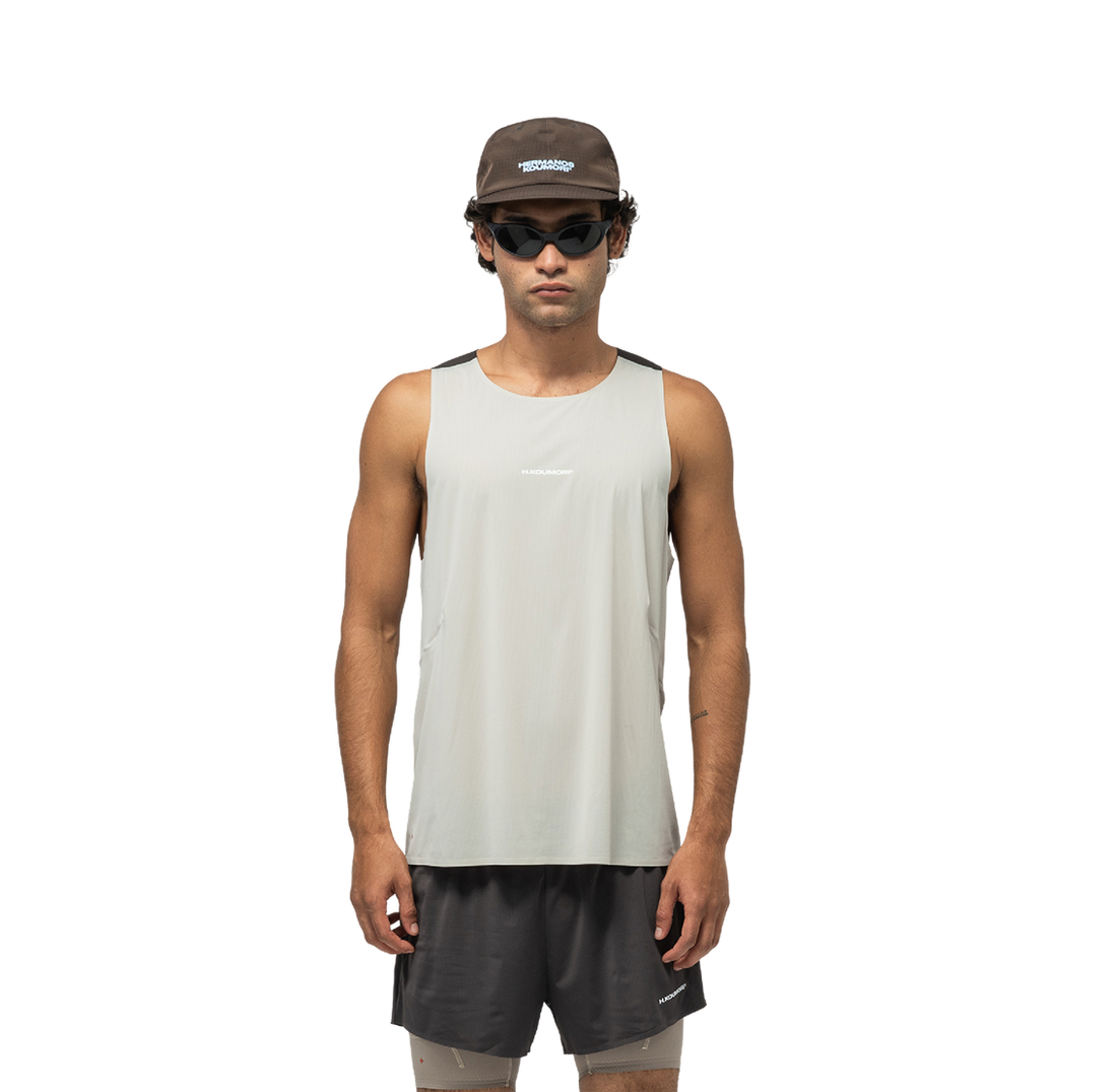 Men's Race Singlet - Silver Cloud/ After Dark