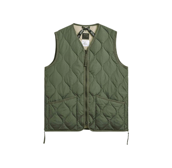 military w-zip v neck down vest - olive
