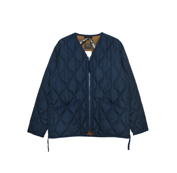 military w-zip v neck down jacket - dark navy
