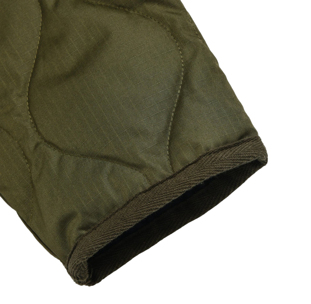 Military W-Zip V Neck Down Jacket - Dark Olive