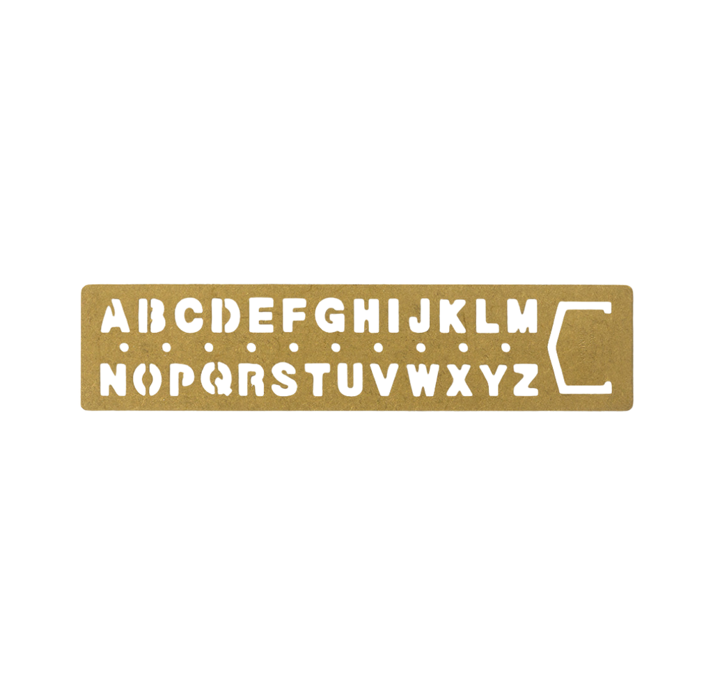 Traveler's Company Brass Template Bookmark Alphabet - Gold