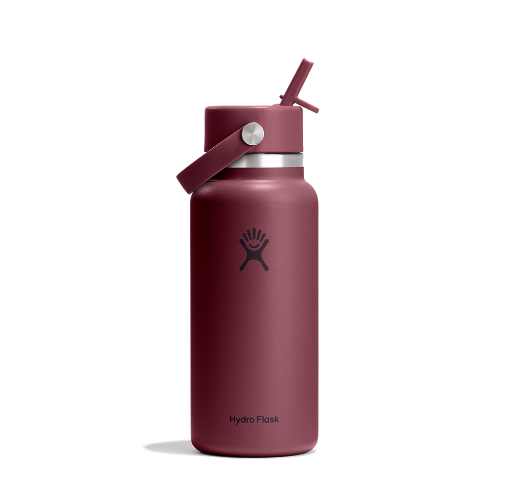 32oz (946mL) Wide Flex Straw Cap - Burgundy